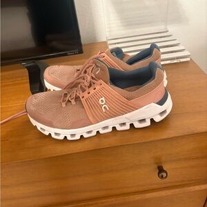 On Women's Athletic Shoes in Pink and White